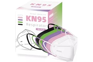 YIDERBO KN95 Face Masks 50Pack, 5-Ply Breathable Disposable Face Mask Filter Efficiency≥95%, Multicolor