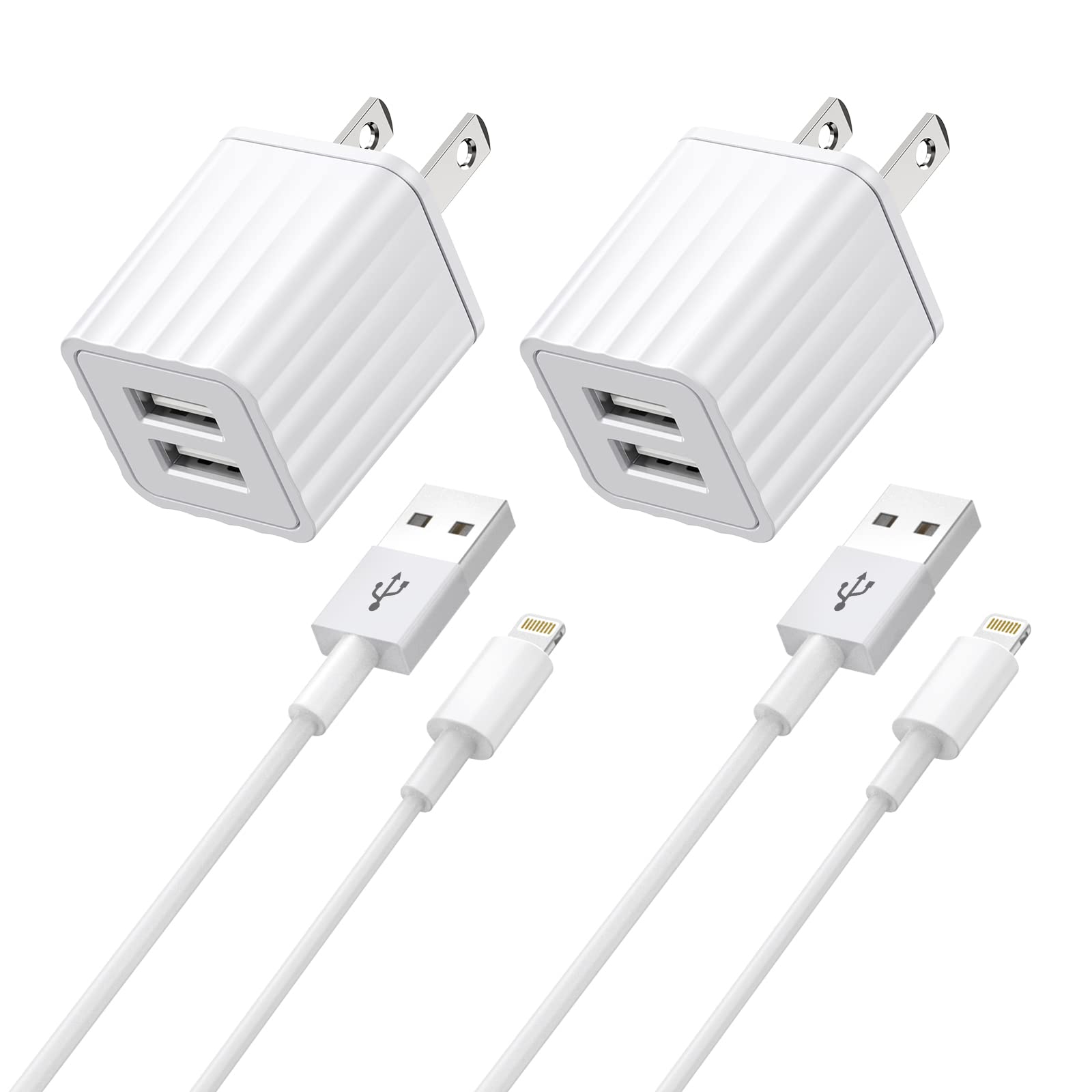 iPhone Charger,[Apple MFi Certified] Fast iPhone Charger 2PACK 6FT Lightning Cable Cord Fast Charging Dual 2 Port Plug USB Wall Charger Compatible with iPhone 14 13 12 11 Pro Max XS XR X 8 Plus 7 iPad