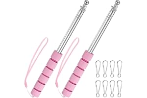 M METERXITY 2-Pack Telescopic Handheld Flagpoles, 5.2ft/1.6m Stainless Steel Handheld Portable Extendable Flagpoles with Anti