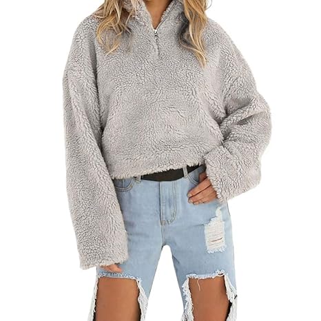 Damen Kapuzenpullover,Rsoennie Frauen Winter Warme Tasche Flauschigen Mantel Jacke Oberbekleidung Hoodies Wrap Kapuzenpullis 