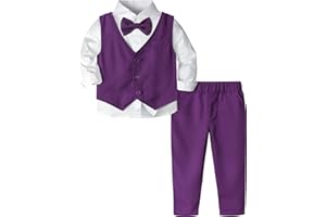 A&J DESIGN Baby Toddler Boys Gentleman Suit Set, 3pcs Outfits Shirts & Vest & Pants
