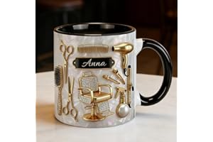 Personalized Hair Stylist Mug 2D, Custom Name Hairdresser Coffee Cup, Hair Salon Tools Ceramic Mug, Funny Stylist Gift, Beaut