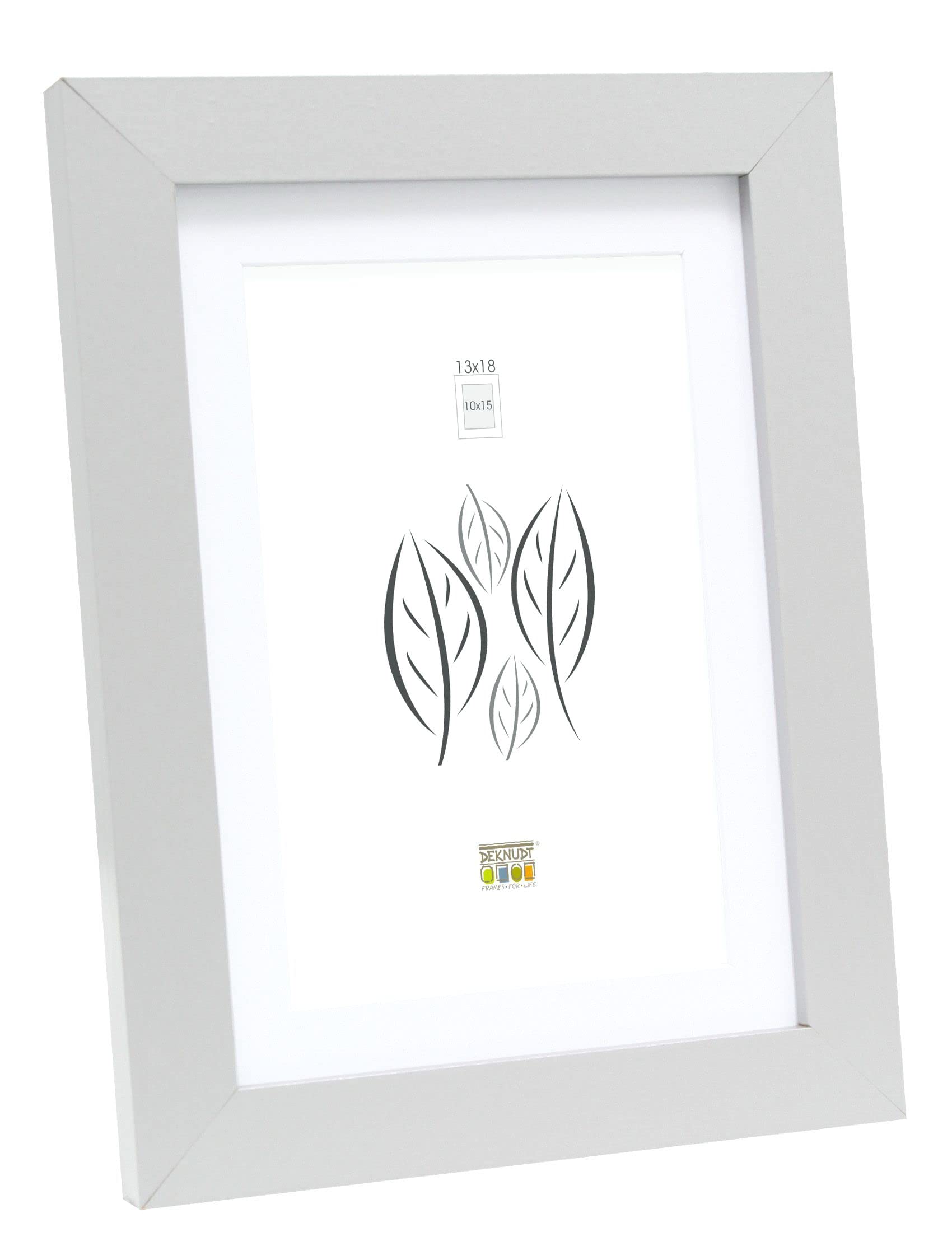 Deknudt Frames S66KD1-P1-13.0X18.0 Basic Picture Frame with Photo Mount Wood/MDF 21 x 15.9 x 1.5 cm Silver