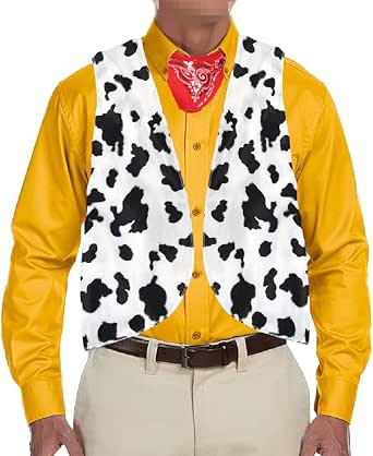 Chaleco De Franela Para Hombre Con Estampado De Vaca | Sin Mangas Y Abierto Por Delante | Ideal Para Fiestas, Cosplay Y Looks Casuales