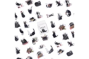 Obujopal 46Pcs Cute Cat Stickers for Scrapbooking Journaling Water Bottle Kids Laptop Diary Planners Collage Envelope Phone Case Art Crafts DIY Decoration