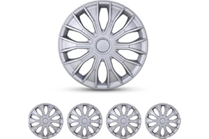I1MOTOR 15 Inch Hubcaps Set of 4 Wheel Rim Cover Universal R15 Hub Caps Replacement ABS Material Exterior Accessories for Car Pickup Truck SUV, Lacquer