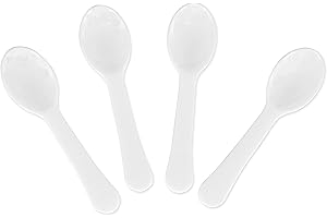 Extra Sturdy, Gmark 200pc 3" Taster Spoons Plastic Mini Spoons, Extra Sturdy, BPA Free, For Ice Cream and Dessert, White 1 Box Set GM1002I
