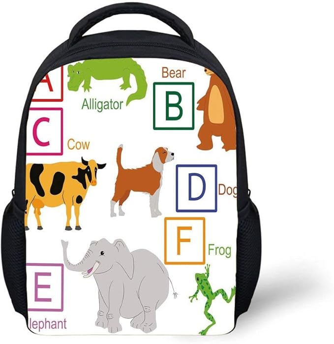 Kids School Backpack Educational,Alphabet Letters with Cute Zoo Animals