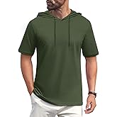 EKLENTSON Mens Short Sleeve Hoodies Workout Muscle Gym Hooded T-Shirts Cotton Athletic Lightweight Sweatshirt Pullover