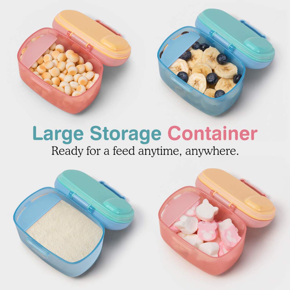 Zooawa Baby Formula Dispenser 300g, Portable Travel Milk Powder Formula Container Candy Fruit Snack Storage Container with Scoop and Leveller, On-The-Go, BPA Free, Transparent - Blue : Baby