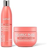 Kativa Curly Plex Bundle Shampoo 8oz + Deep Conditioner 15oz | All Curls Types | Curl Definition & Reconstruction | With Nano-Bond Complex, Shea Butther & Flax Seed