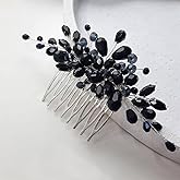 JONKY Black Rhinestone Hair Comb Crystal Headpieces Bridal Hair Accessories for Women