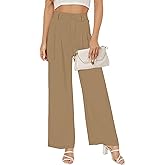 Buauty Straight Wide Leg Dress Pants for Women Khaki