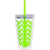 Copco Minimus 24oz Double Wall Insulated Tumbler with Removable Straw - BPA-Free Tritan Plastic, Leak-Proof Quarter-Turn Lid, Dishwasher Safe Travel Mug for Cold Beverages On-the-Go (Lime Green)