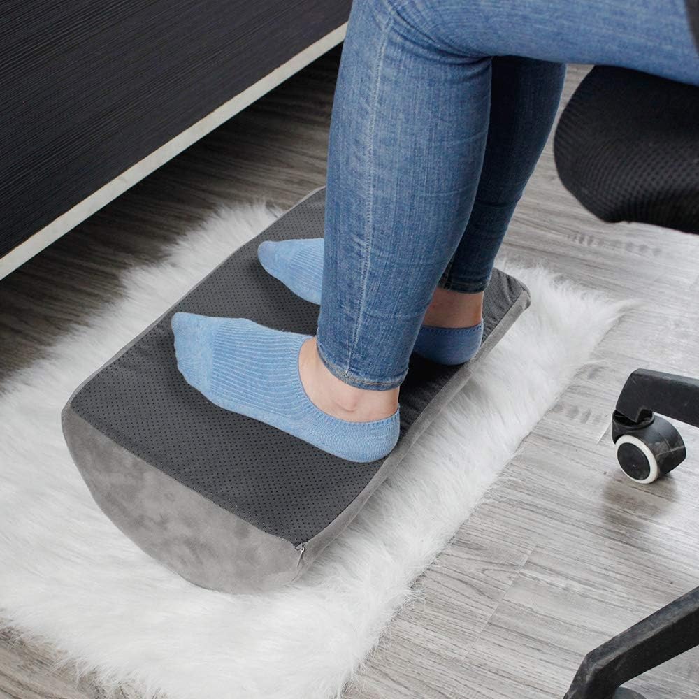 Ergonomic Foot Rest Cushion Under Desk with High Rebound Ergonomic Foam Non-Slip Half-Cylinder Footstool Footrest Ottoman for Home Office Desk Airplane Travel (Grey) : Office Products