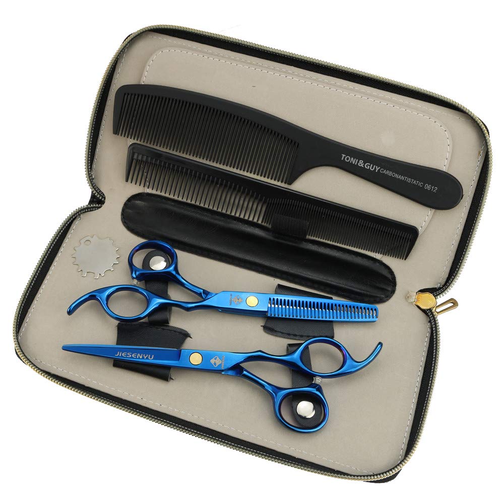 JIESENYU Japanese Steel Hair Scissors Professional Hairdresser Hairdressing Scissors 6 Inch 440C Steel Styling Tools (set)
