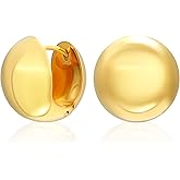 BONJOULRY Small Chunky Thick Hoop Earrings for Women 14K Gold Plated Hoops Huggie Gift Ball Earring Button Trendy Hoop Earring for Women Hypoallergenic