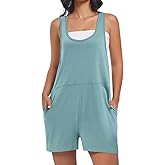 Nfsion Women's Casual Loose Sleeveless Romper Harem Shorts Pants Jumpsuits Overalls with Pockets Summer Trendy Outfits