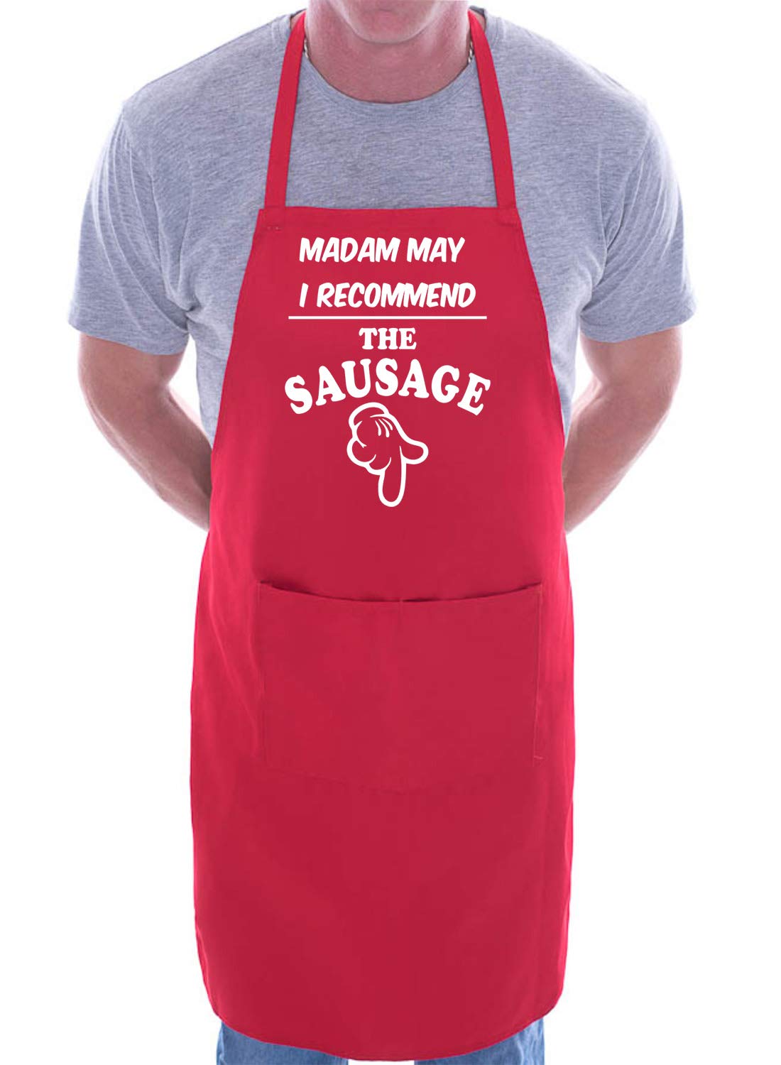 Print4U Slogan Novelty Cooking Apron Recommend The Sausage Red