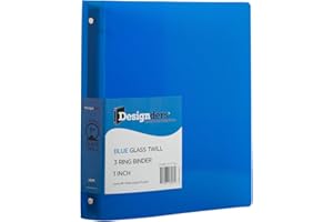JAM PAPER Plastic 1 inch Binder - Blue 3 Ring Binder - Sold Individually