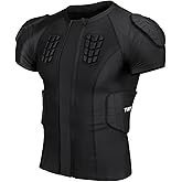 Dialudon Men Padded Football Shirt Rib Chest Shoulder Protector Heart Guard Padded Compression Shirt 6-Pads Protective Gear for Baseball,Basketball