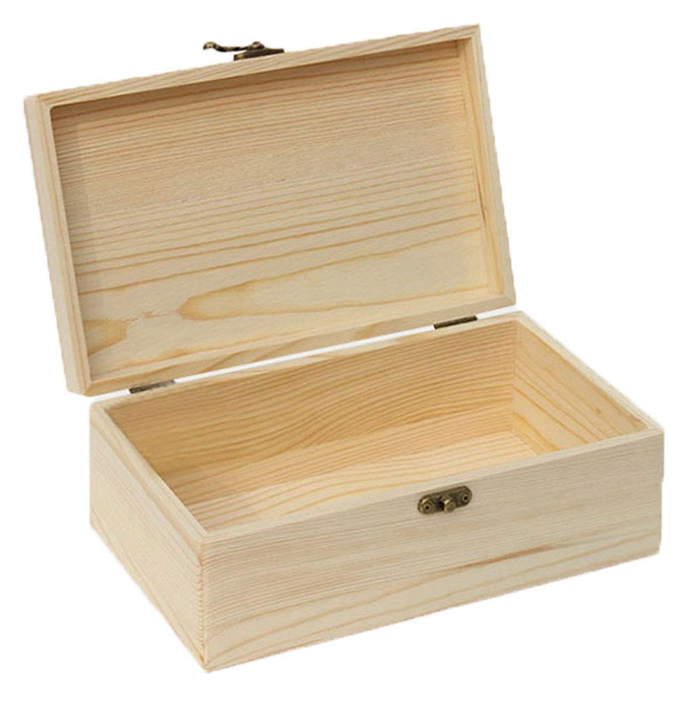 Zhou Pine Wood Storage Box - Natural DIY Accessories Set with Hinged Lid and Front Buckle, Perfect for Art Lovers and Family Collections