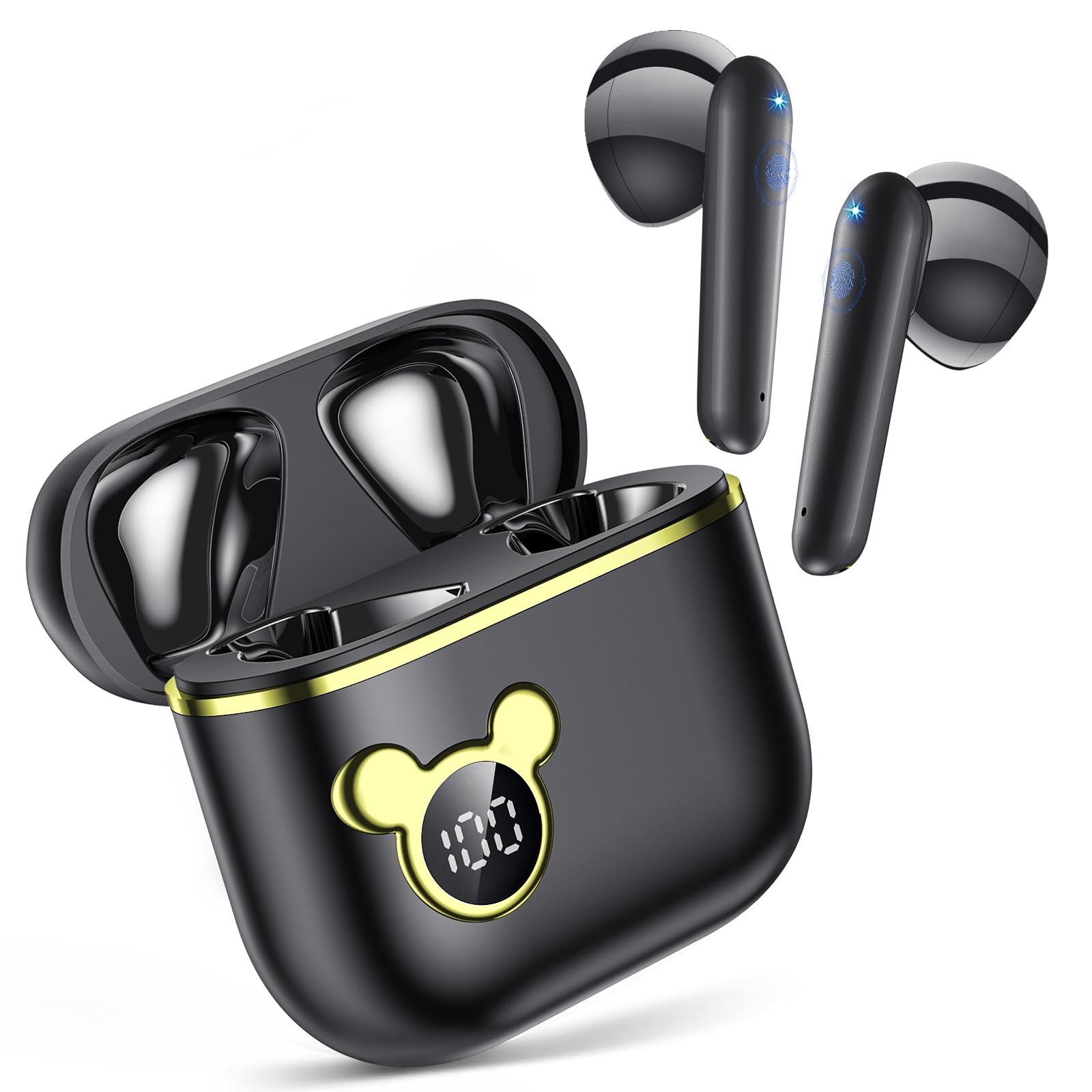 Wireless Earbuds 2026 Sport Bluetooth Headphones Stereo Earphones with ENC Mic Wireless Earphones In Ear Earbuds with Dual LED Display, 48H Playtime, Running Headphones IP7 Waterproof, Black