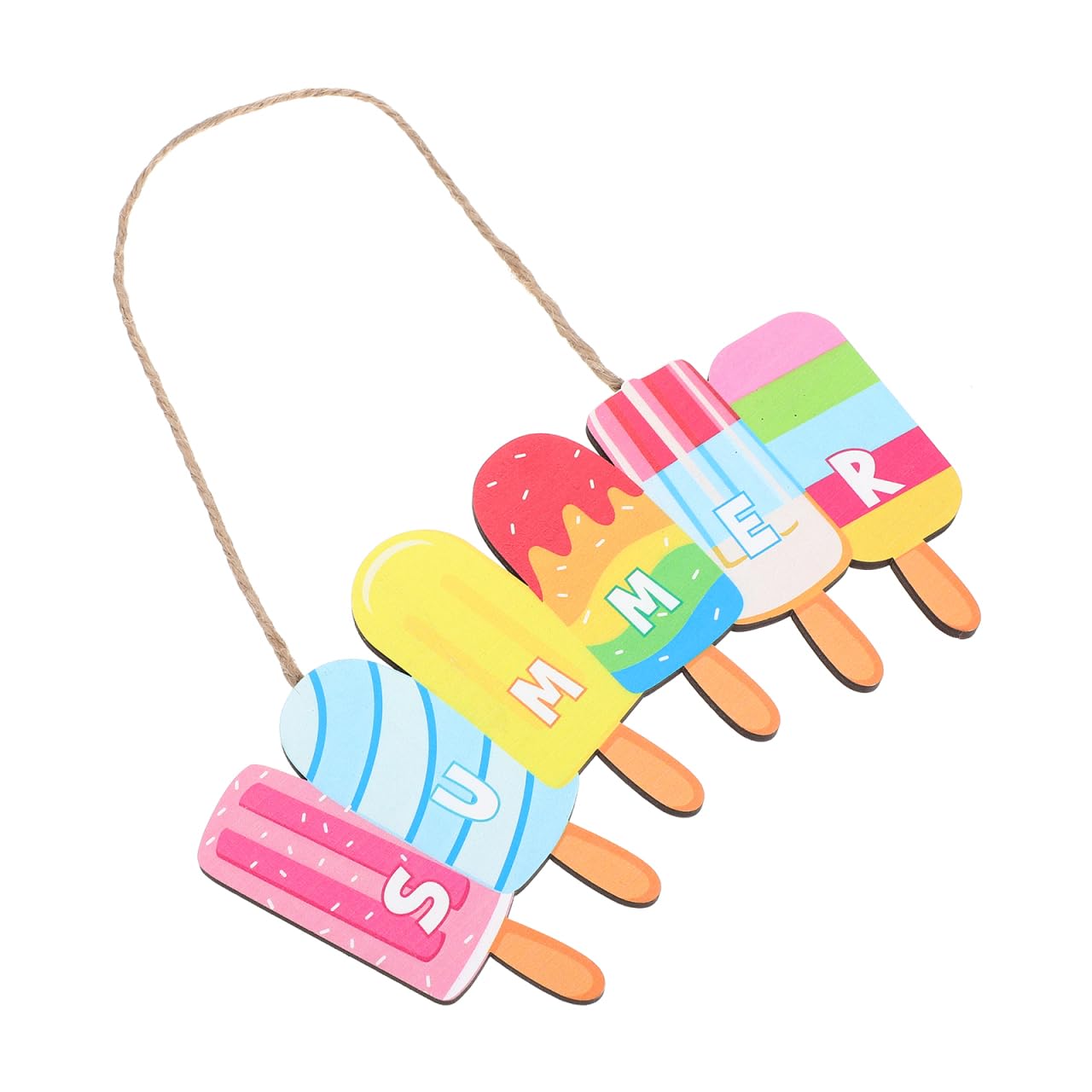 STOBOK Wear-Resistant Summer Sign Decorative Door Accessory with Rope Hanging for Household Summer Decor Indoor Outdoor 8X4 Inch Wooden Pendant