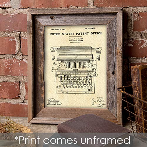 Typewriter Patent Print Wall Art - Unframed - 8x10
