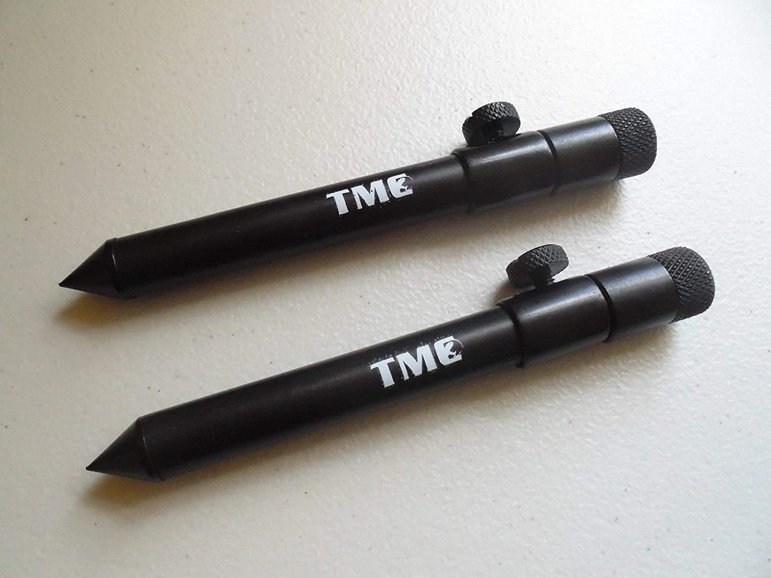 TMC 2 x Aluminium Bank Sticks 15-25 cm's. Rod Rests, Buzz Bar, Alarms. Fishing. 16mm Diameter
