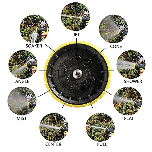 50Ft Expandable Garden Hose & Heavy Duty Hose, 2018 Leakproof Solid Strongest Triple Latex Water Hose with Free Multi Function Spray Nozzle, Sprinker, Replacement Gasket & Cable Tie, Rust Proof