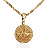 la luen Basketball Necklace,Stainless Steel 3D Basketball Pendant Sports Hip Hop Jewelry Fashion Personality Chain For Men Women