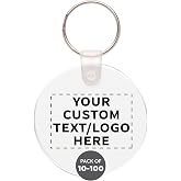 DISCOUNT PROMOS Custom Round Soft Key Tags Set of 10/50/100, Personalized Bulk Pack - Perfect for Tradeshows, Party Favors, Events - Clear