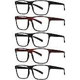 Kerecsen 5 Pack Oversized Reading Glasses Blue Light Blocking Square Large Frame Readers for Men and Women