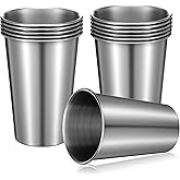MBAIYO 12 Pack 16OZ Stainless Steel Cups, Unbreakable 304 Stainless Steel Pint Cup Aluminum Cup Metal Cups for Drinking Reusable Glasses for Bar Restaurant Travel Camping Home Party