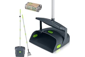 ROKOXIN Pooper Scooper for Large Dogs Heavy Duty Swivel Bin & Rake with Long Handle for Medium Small Dogs to Clean Pet Waste, Dog Poop Trash Can for Outdoor Yard with 40 Waste Bags Attachment