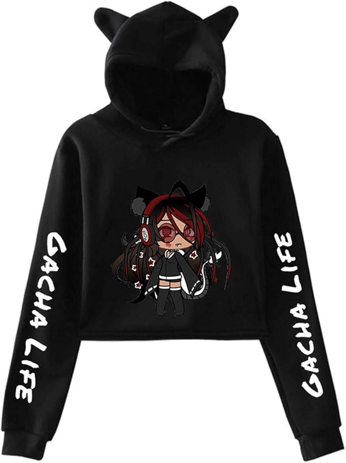 picture Gacha Life Clothes Edit Shoes Black hoodie sexy pullover cotton