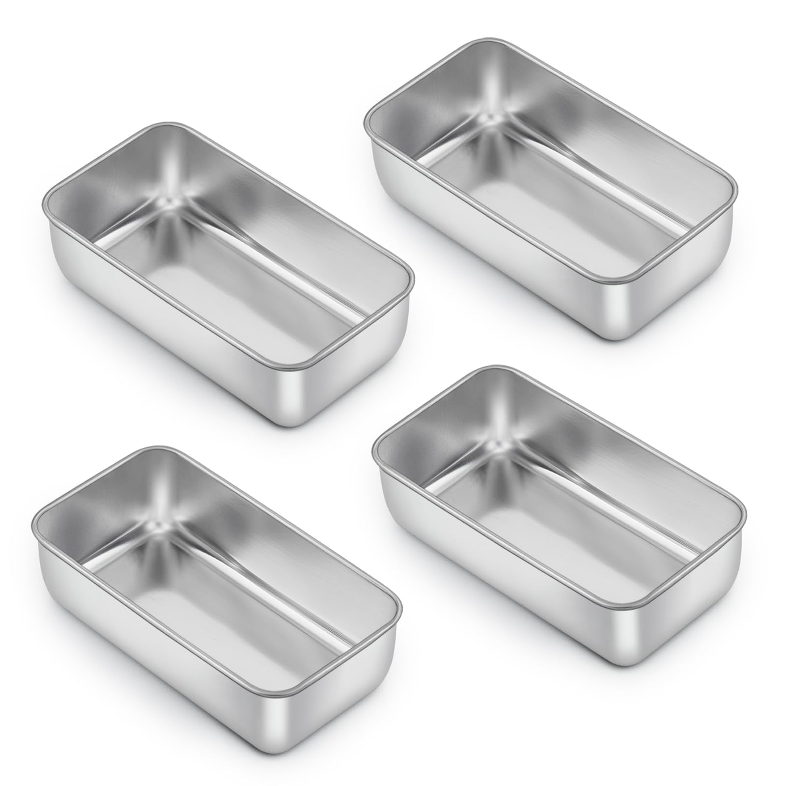 Photo 1 of * only two pans* E-far Loaf Pan Set of 4, 9x5 Inch Stainless Steel Bread Loaf Pan, Metal Bakeware for Baking Bread Cake Meatloaf Brownies, Healthy & Non Toxic, Easy Release & Dishwasher Safe
