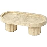 Natural Stone Tray, Vanity Decorative Tray, Oval Shape, Handcrafted Design with Cylindrical Supports, Sturdy Tray for Kitchen