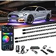 LEDGlow 4pc Bluetooth Million Color LED Underbody Underglow Accent Lighting Kit for Cars - Smartphone App - Courtesy Lights - Create Any Color - Water Resistant Tubes - Control Box