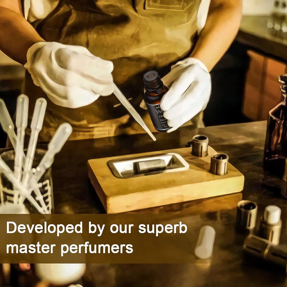 Gentleman's Essential Oils Set, Vsadey 6 X 10ML Aromatherapy Essential Oil Kit, Pure Natural Essential Oils for Diffuser (Cedar, Sandalwood, Leather, Sweet Tobacco, Bay Rum, Cologne) - Gift for Men: Health & Personal Care