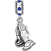 JMQJewelry Prayer Gesture Cross Dangle Praying Hands Birthstone Charms for Bracelet Women Mothers Thanksgiving Christmas Jewelry