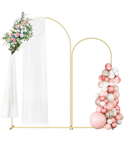 FOTSHARER Wedding Arch Backdrop Cover Chiara 2.6x6FT Gold Arch Cover For Party Events Spandex Fitted Arch Covers Fabric For Photography Round Top