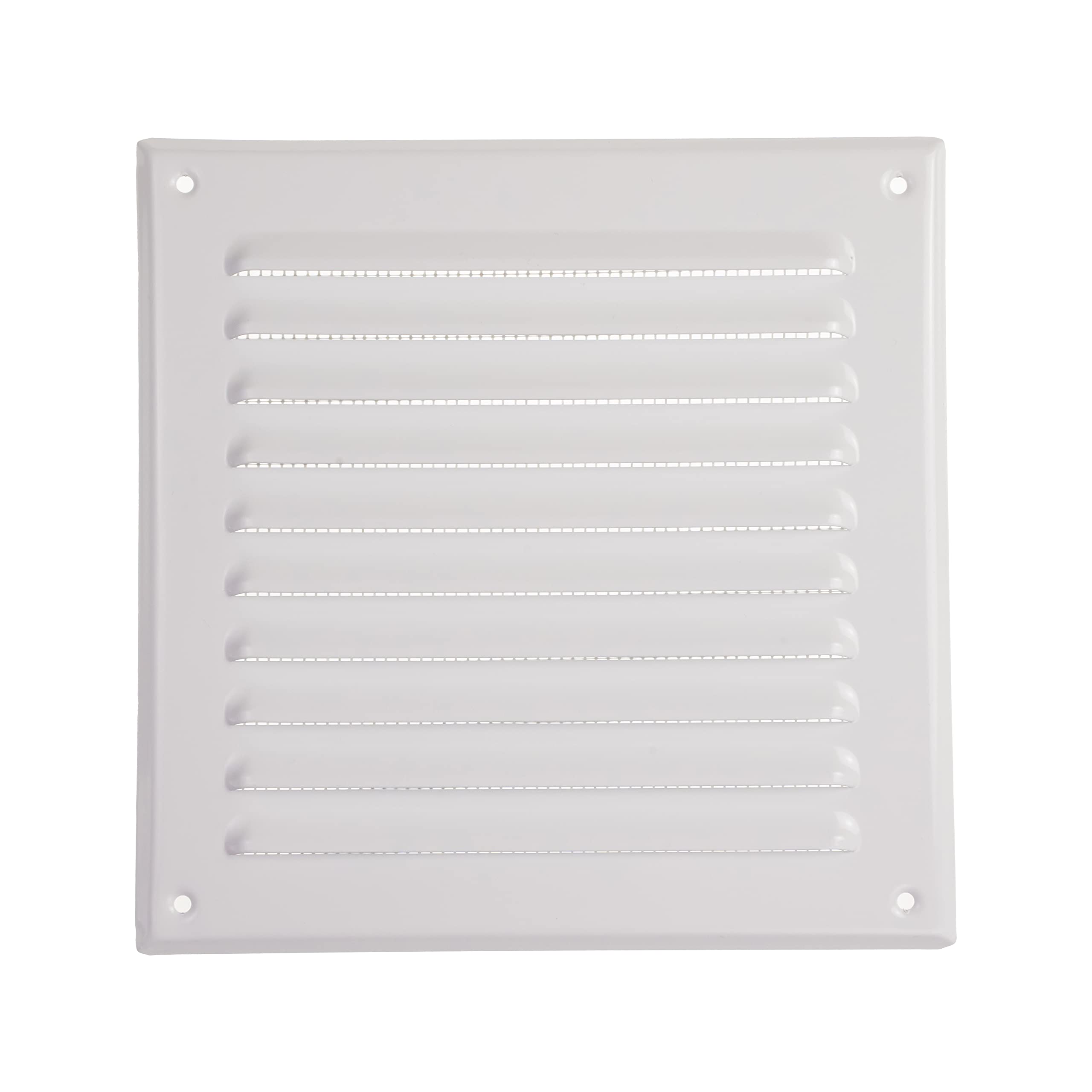 Vent Systems 195 x 195 mm / 7.67" x 7.67" Inch White Metal Soffit Air Vent Cover - Square Louvered Gable Vent with Mesh Screen - Interior, Exterior Cover - HVAC Ducting Ventilation Grill for Home