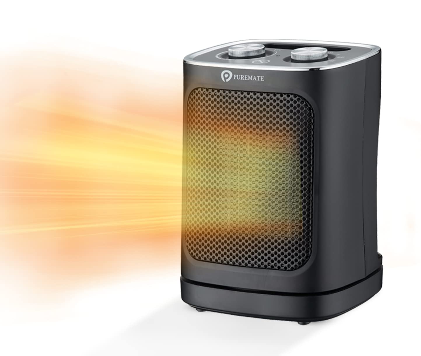 PureMate Ceramic Fan Heater, 1800W Portable Electric Heater with 2 Heat Settings, Space Heater with Oscillating, Adjustable Thermostat & Safety Cut-Off, Tip-Over and Overheat Protection