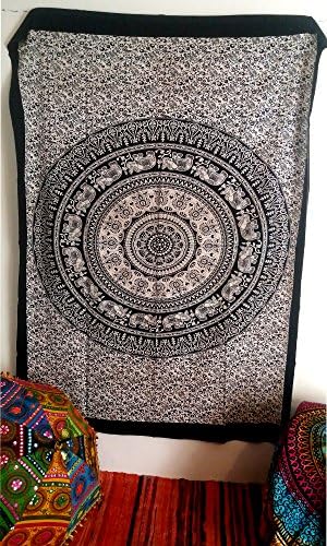 Black And White Elephant Mandala Hippie Tapestry Hippy Mandala Bohemian Tapestries Indian Dorm Decor Psychedelic Tapestry Wall Hanging Ethnic Decorative