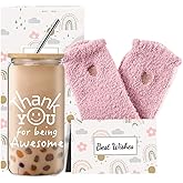 DHQH Friend Gifts for Women, Bestie 16 oz Glass Cup Mother's Day Gifts Baskets, Friendship Birthday Gifts for Women Friends Soul Sister