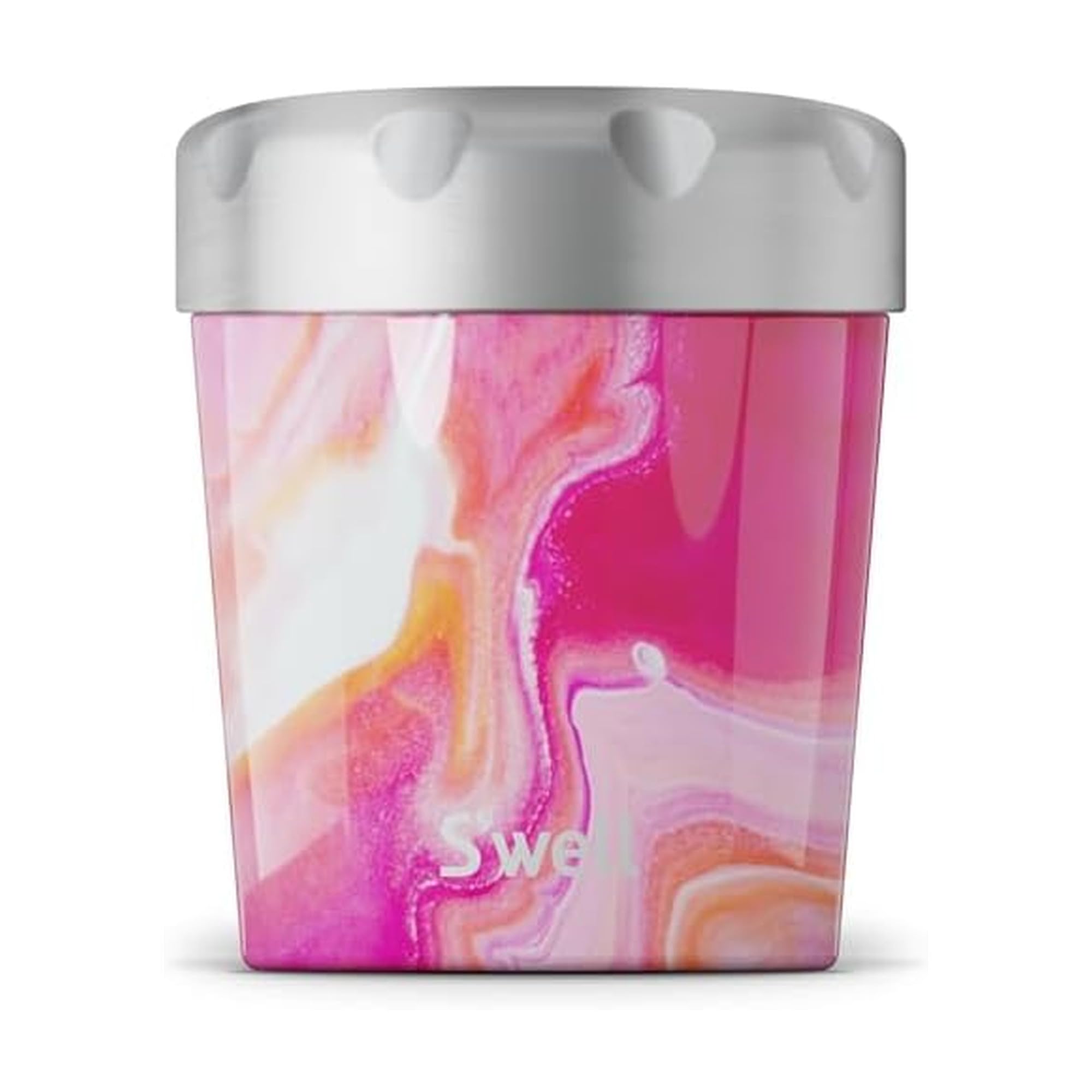 S’well Stainless Steel Ice Cream Chiller, 16oz, Rose Agate, Triple Layered Vacuum Insulated Container Keeps Ice Cream Frozen For Up To Four Hours, BPA Free