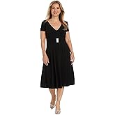 R&M Richards Women's Metallic Foil Print Bodycon Dress W/Draped Capelet - Knee-Length Cocktail Party Outfit