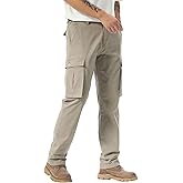 Plaid&Plain Mens Cargo Pants Taperd Cargo Pants for Men Stretch Cargo Pants with 6 Pockets